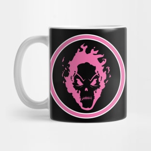 Evil Flaming Hot Pink Skull Halloween icon Logo Mug